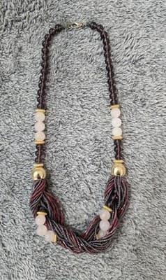 Vintage Purple Amethyst Beads With Gold Accents Necklace - Thumbnail 2