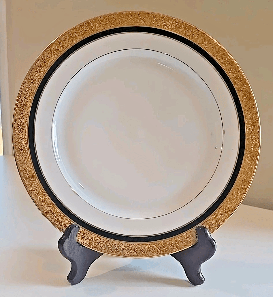 T&V Limoges Black & Gold Encrusted Dinner Plate 10.5" - Thumbnail 2