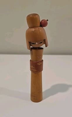 5.5" Japanese Sosaku Kokeshi wooden doll cute geisha kimono vintage old Atami