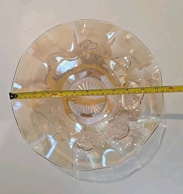 VTG Jeannette Iris Herringbone Iridescent Flora Gold Large Glass Fruit Bowl - Thumbnail 3