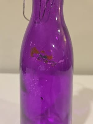 1 Qt Water Purple Glass Carafe Metal Lid Beverage Bottle Juice Pitcher Storage - Thumbnail 3