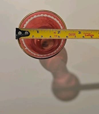 Vintage Royal Limited Red Art Glass Vase Egyptian Hand Cut Crystal - Thumbnail 7