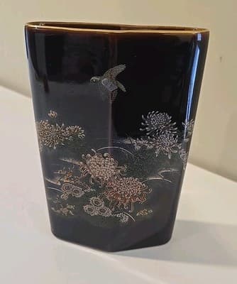Flying Bird & Flowers 7" Vase Japan Toyo Kiku - Thumbnail 11