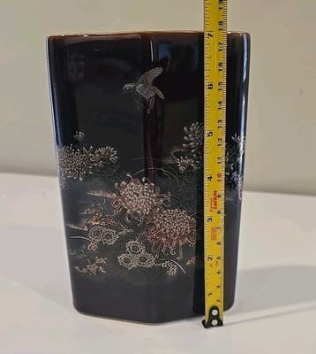 Flying Bird & Flowers 7" Vase Japan Toyo Kiku - Thumbnail 4