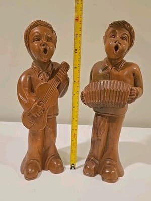 2 Hand Carved Wooden Wood Choir Boys Carolers Christmas 12" - Thumbnail 2
