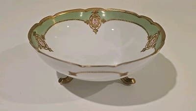 Blakeman & Henderson Limoges France Gold Gilt Three Footed Bowl Dish