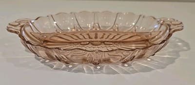 Vintage Pink Depression Glass Oval Divided Serving Dish Tray 12" x 7.75" - Thumbnail 2