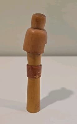 5.5" Japanese Sosaku Kokeshi wooden doll cute geisha kimono vintage old Atami - Thumbnail 4