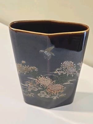 Flying Bird & Flowers 7" Vase Japan Toyo Kiku - Thumbnail 12