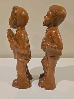 2 Hand Carved Wooden Wood Choir Boys Carolers Christmas 12" - Thumbnail 3