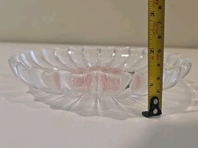 Vintage Clear & Pink Glass Hobnail Sawtooth Ribbed Dish Atomic Deco Industrial - Thumbnail 7