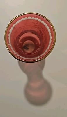Vintage Royal Limited Red Art Glass Vase Egyptian Hand Cut Crystal - Thumbnail 6