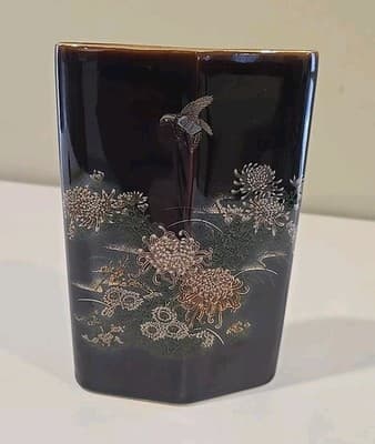 Flying Bird & Flowers 7" Vase Japan Toyo Kiku - Thumbnail 3