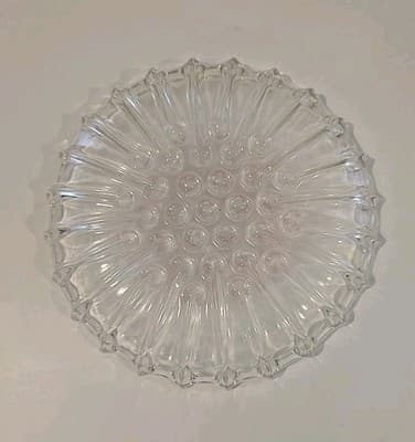 Vintage Clear & Pink Glass Hobnail Sawtooth Ribbed Dish Atomic Deco Industrial - Thumbnail 3