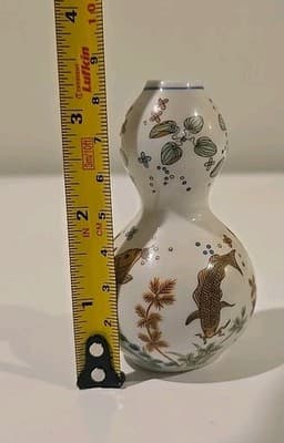 Vintage Imperial Dynasty Double Gourd Koi Fish Mini Porcelain Bud Vase Japan - Thumbnail 6