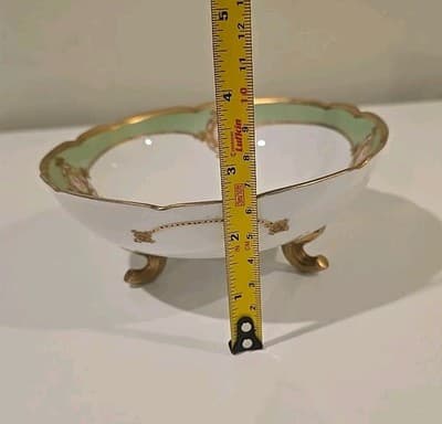 Blakeman & Henderson Limoges France Gold Gilt Three Footed Bowl Dish - Thumbnail 6
