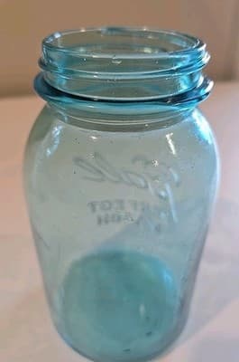 Vintage Ball Blue Glass Perfect Mason Canning Jar 1 Quart with Zinc Lid - Thumbnail 10