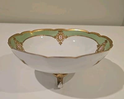 Blakeman & Henderson Limoges France Gold Gilt Three Footed Bowl Dish - Thumbnail 14