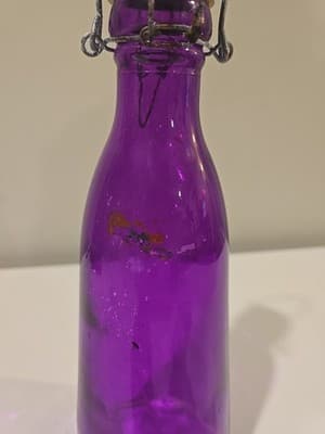 1 Qt Water Purple Glass Carafe Metal Lid Beverage Bottle Juice Pitcher Storage - Thumbnail 9