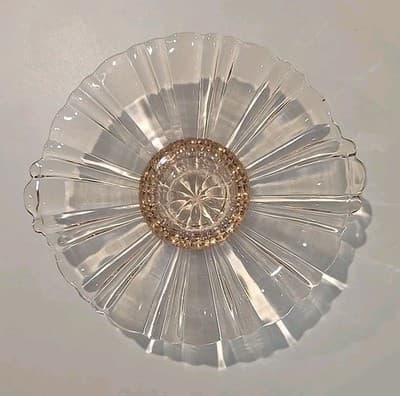 VTG Anchor Hocking Pink Depression Glass Candy Plate Handles 8 1/2" - Thumbnail 3