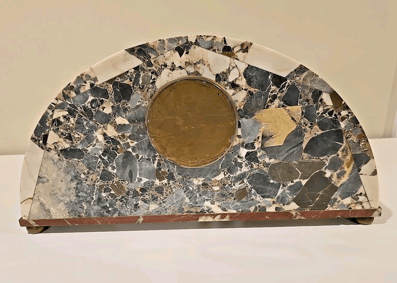 Antique Art Deco French Multicolored Marble Decorative Shelf Mantle Clock READ - Thumbnail 7