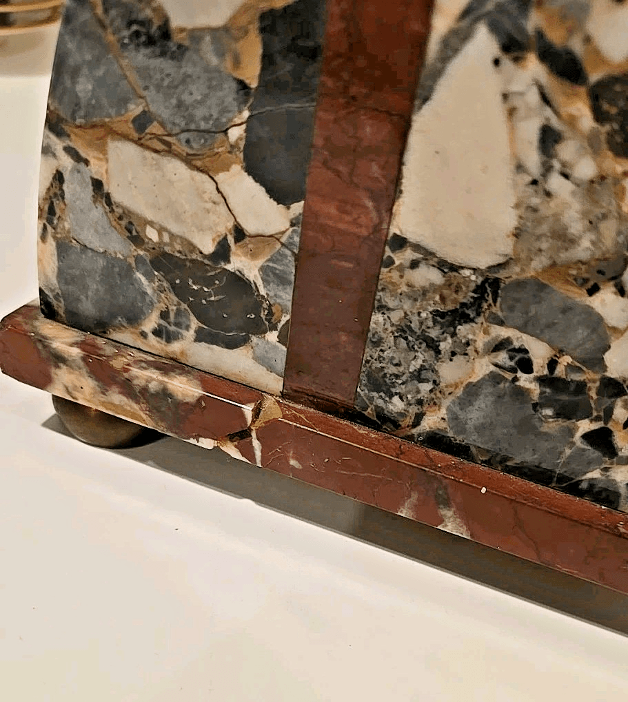 Antique Art Deco French Multicolored Marble Decorative Shelf Mantle Clock READ - Thumbnail 3
