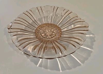 VTG Anchor Hocking Pink Depression Glass Candy Plate Handles 8 1/2" - Thumbnail 2