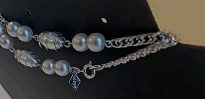 Vintage Single Strand Sarah Coventry Silvertone Faux Pearl Necklace - Thumbnail 4