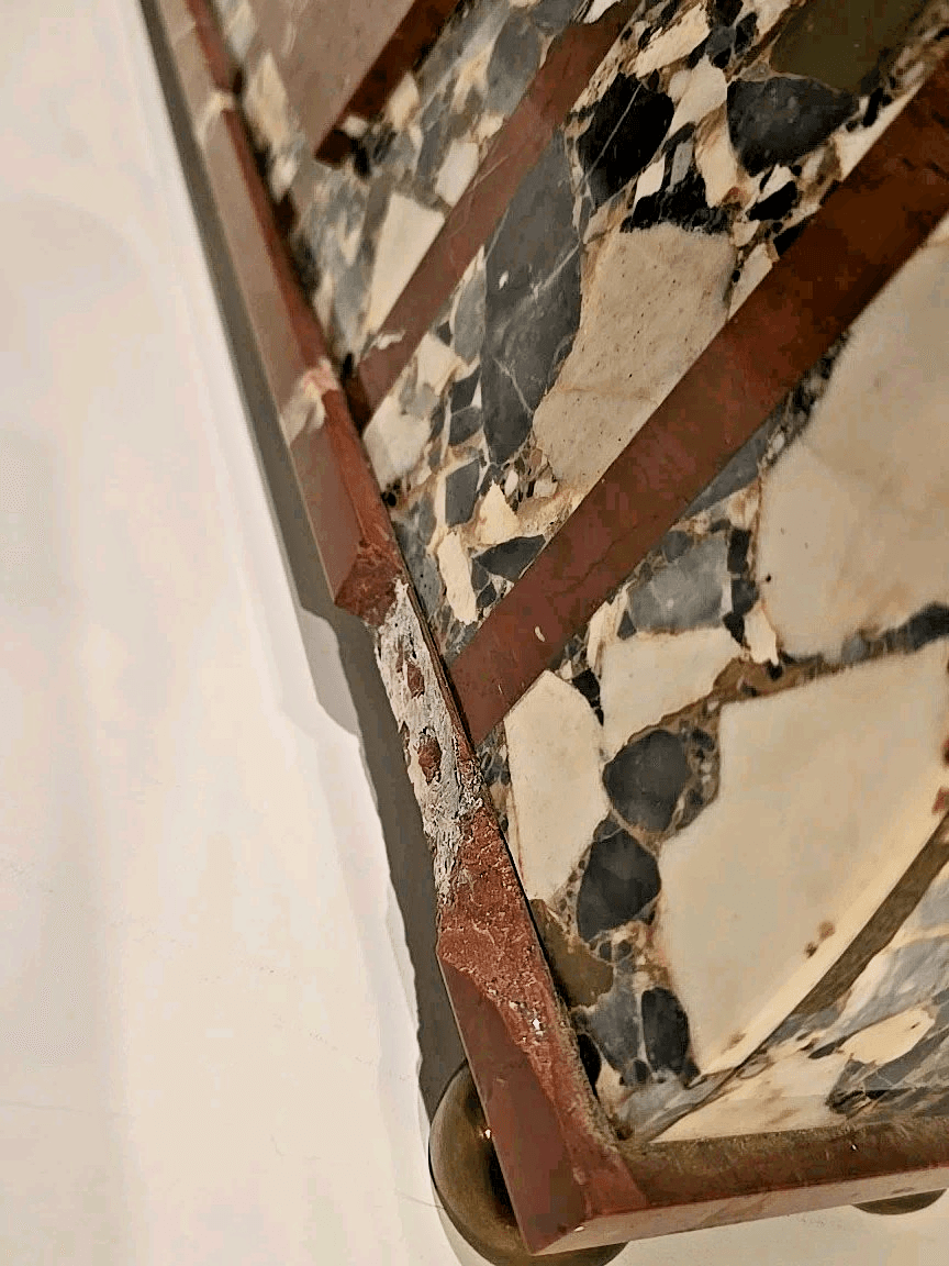 Antique Art Deco French Multicolored Marble Decorative Shelf Mantle Clock READ - Thumbnail 14