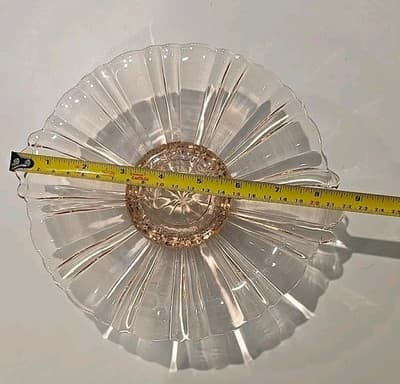 VTG Anchor Hocking Pink Depression Glass Candy Plate Handles 8 1/2" - Thumbnail 4