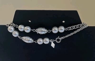 Vintage Single Strand Sarah Coventry Silvertone Faux Pearl Necklace - Thumbnail 3