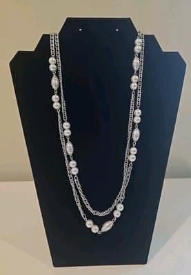 Vintage Single Strand Sarah Coventry Silvertone Faux Pearl Necklace - Thumbnail 2