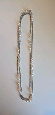 Vintage Single Strand Sarah Coventry Silvertone Faux Pearl Necklace - Thumbnail 5