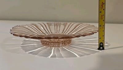 VTG Anchor Hocking Pink Depression Glass Candy Plate Handles 8 1/2" - Thumbnail 5