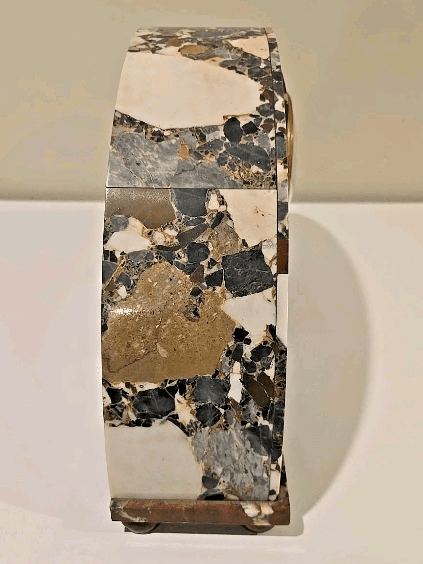 Antique Art Deco French Multicolored Marble Decorative Shelf Mantle Clock READ - Thumbnail 12