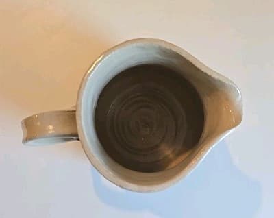 Vintage Studio Stoneware Pottery Handmade Pitcher Blue Design 7.5” Tall Signed - Thumbnail 6