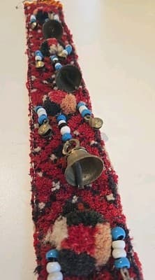 Tassel Segusha Belly Dance Hair Piece 3" x 27" with Bells - Thumbnail 2