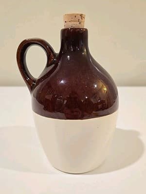 6 inch Brown and Tan Stoneware Jug Pottery