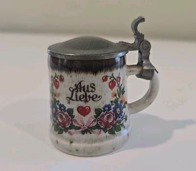 Vintage ERBO Zinn Aus Liebe German Miniature Beer Stein