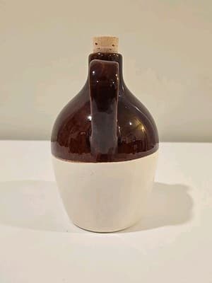 6 inch Brown and Tan Stoneware Jug Pottery - Thumbnail 5