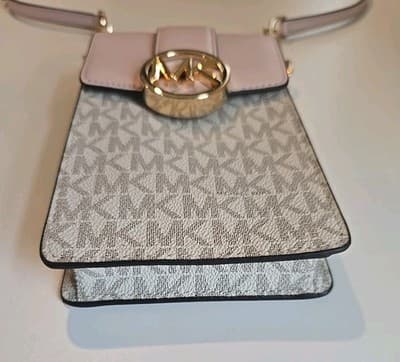 NWOT Michael Kors Carmen Small Logo Smartphone Crossbody Bag Blush Signature - Thumbnail 5