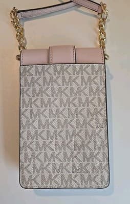 NWOT Michael Kors Carmen Small Logo Smartphone Crossbody Bag Blush Signature - Thumbnail 4