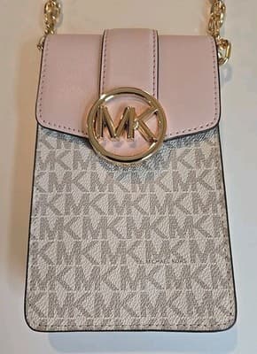 NWOT Michael Kors Carmen Small Logo Smartphone Crossbody Bag Blush Signature