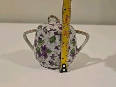 Sugar Bowl Covered with Purple Violets Gold Gilt, Unbranded - Thumbnail 5