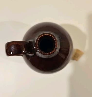 6 inch Brown and Tan Stoneware Jug Pottery - Thumbnail 6