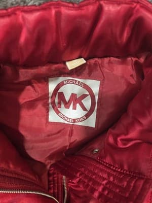 Michael Kors Red Satin Bomber Vest Sz M - Thumbnail 3