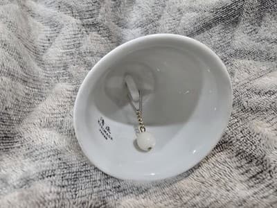 Kiyomasa Japan Porcelain Bell Gold Trim House River Scene - Thumbnail 6
