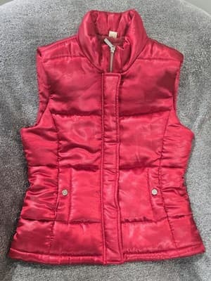 Michael Kors Red Satin Bomber Vest Sz M