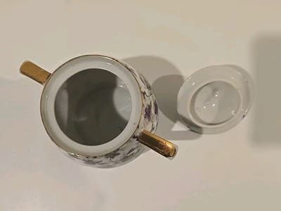 Sugar Bowl Covered with Purple Violets Gold Gilt, Unbranded - Thumbnail 7