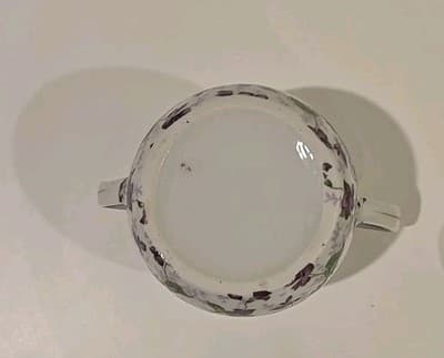 Sugar Bowl Covered with Purple Violets Gold Gilt, Unbranded - Thumbnail 9